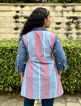 Banjara Handloom Tunic Top- Light Blue