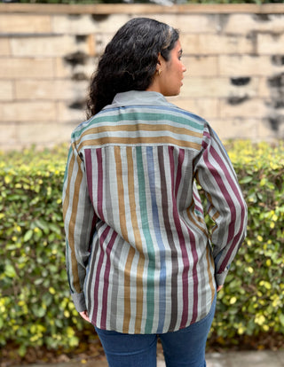 Rangeela Silk V neck Shirt- Grey