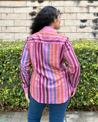 Rangeela Silk V neck Shirt- Pink