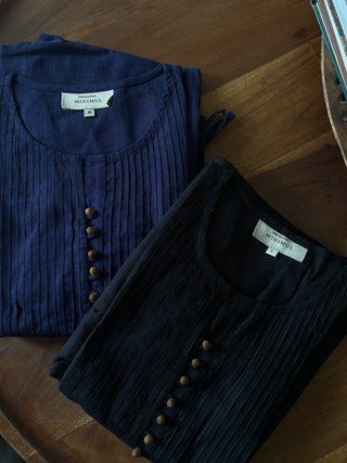 Ira Pintuck Coord Set- Navy