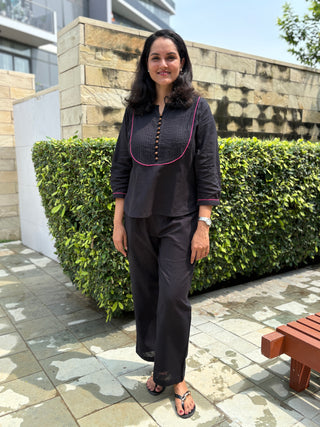 Ira Pintuck Coord Set- Black