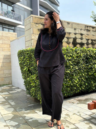 Ira Pintuck Coord Set- Black