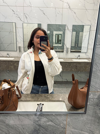 Linen Bomber Jacket- Ivory