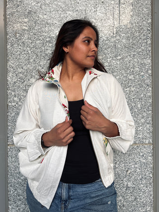 Linen Bomber Jacket- Ivory