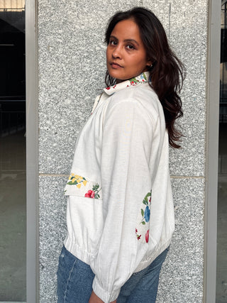 Linen Bomber Jacket- Ivory