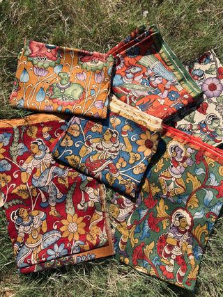 Kalamkari Silk Dupatta- God Figurine