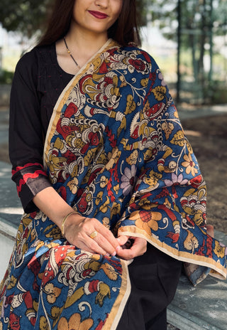 Kalamkari Silk Dupatta- God Figurine