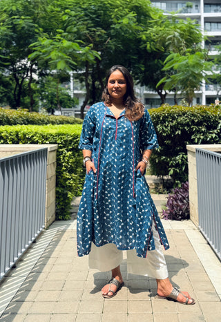 Barkha Kurta Set- Indigo