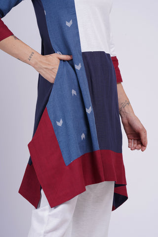 Amrita Patch Kurta Set- Indigo