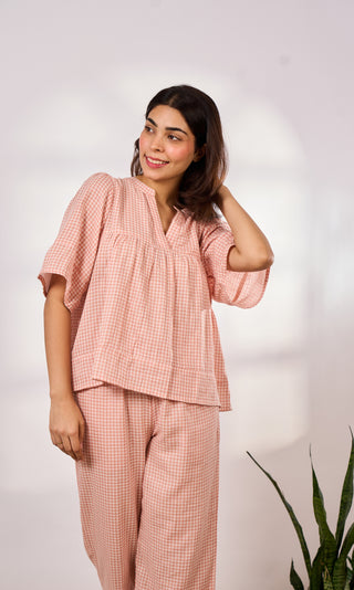 Checkered Gauze Jhabla Set