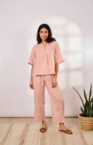 Checkered Gauze Jhabla Set