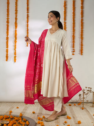 Linen Gota Set- Kurta + Pants