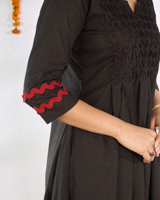 Afghan Ajrakh Set- Black (with dupatta) ◾