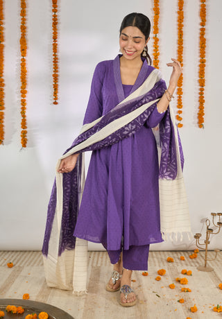 Jamun Kantha Kurta Set- with Dupatta 🪻