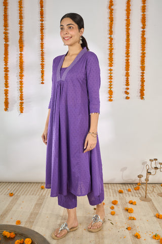 Jamun Kantha Kurta Set- with Dupatta 🪻