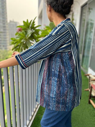 Bansi Indigo Kurta Shirt- Stripes