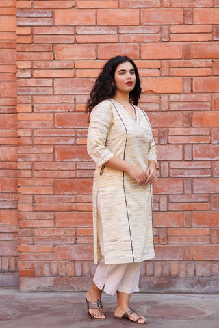 Handloom Khadi Kurta- Lemon