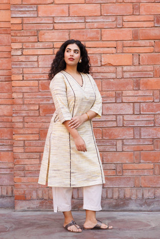 Handloom Khadi Kurta- Lemon
