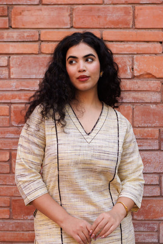 Handloom Khadi Kurta- Lemon