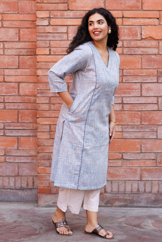 Handloom Khadi Kurta- Powder Blue