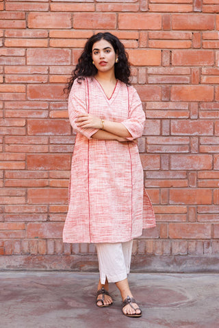 Handloom Khadi Kurta- Red