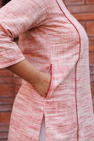 Handloom Khadi Kurta- Red