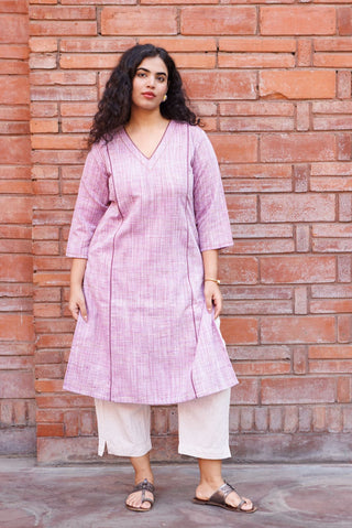 Handloom Khadi Kurta- Lilac