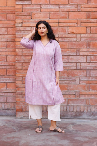 Handloom Khadi Kurta- Lilac