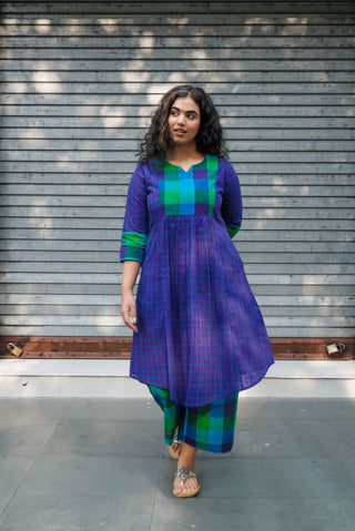 Ayna Handloom Kurta set- Blue Green