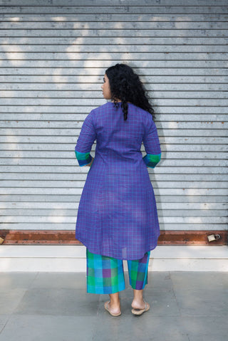 Ayna Handloom Kurta set- Blue Green