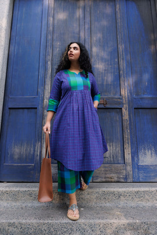 Ayna Handloom Kurta set- Blue Green