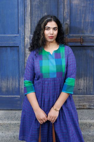 Ayna Handloom Kurta set- Blue Green