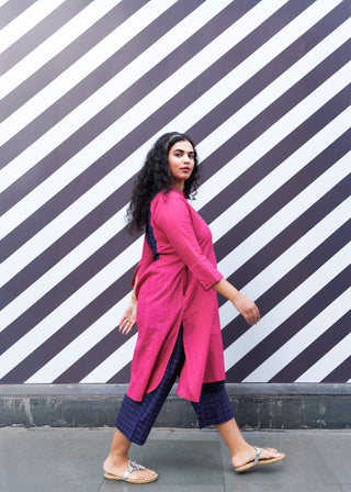 Umang Handloom Kurta set- Hot Pink