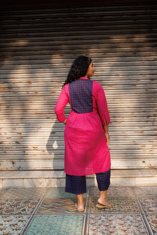 Umang Handloom Kurta set- Hot Pink