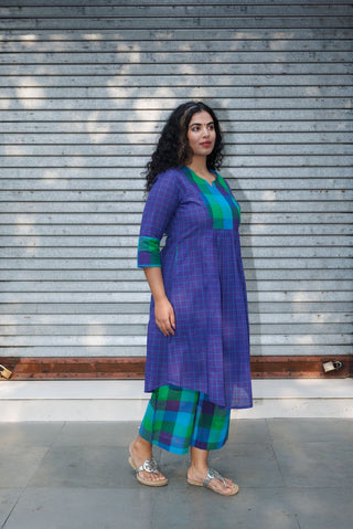 Ayna Handloom Kurta set- Blue Green